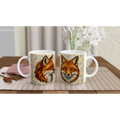 Paire de mugs en céramique blanche avec motifs de têtes de renard roux