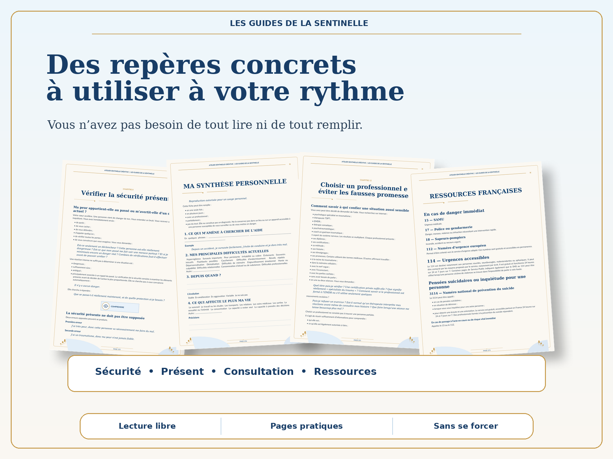 Guide d’hypervigilance, plusieurs pages à consulter avec repères concrets et exercices.