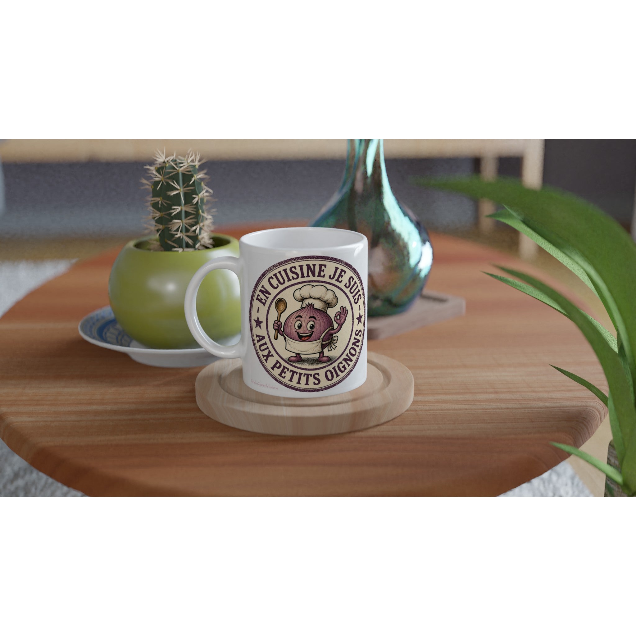 Mug blanc en céramique avec logo « En cuisine je suis »