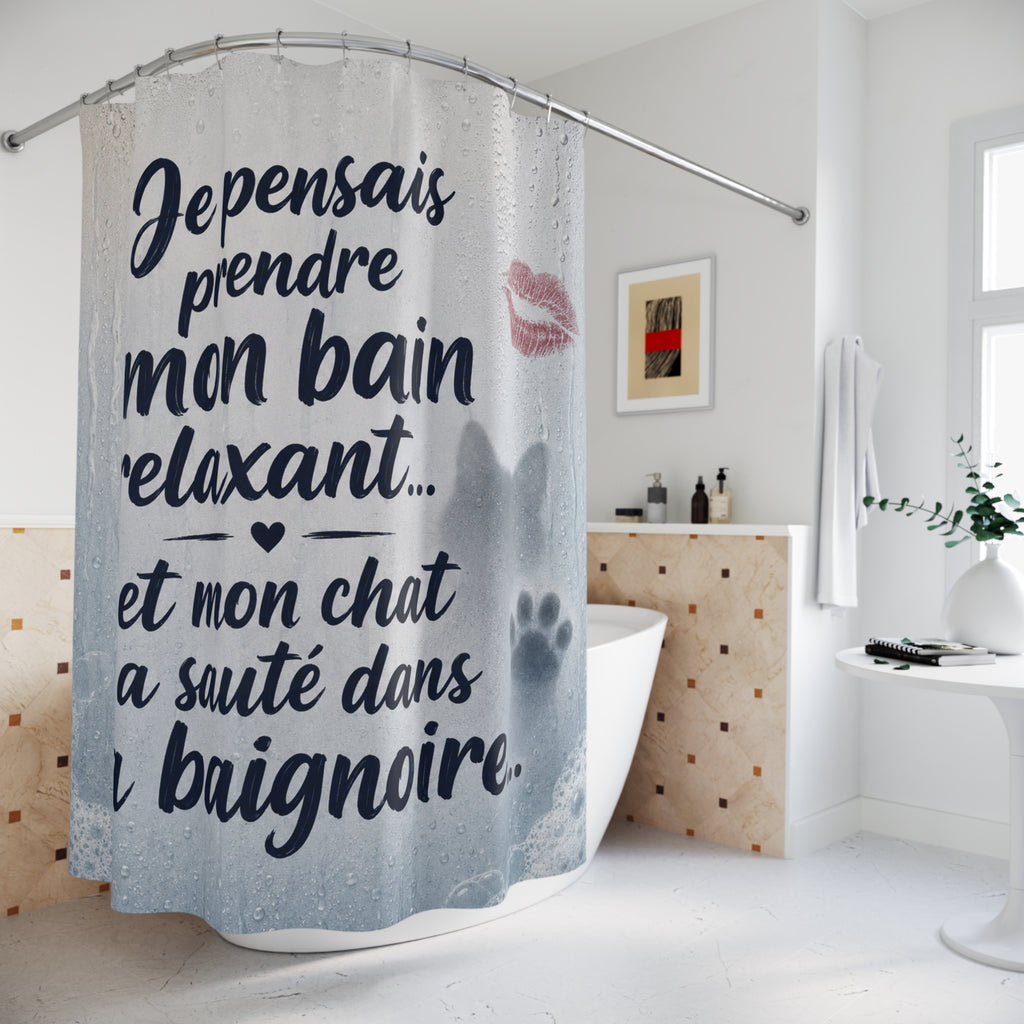 Rideau de Douche Humour Chat — Cadeau Original Cat Lover
