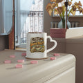 Tasse blanche avec illustration « Que serais-je sans toi ? » et anse