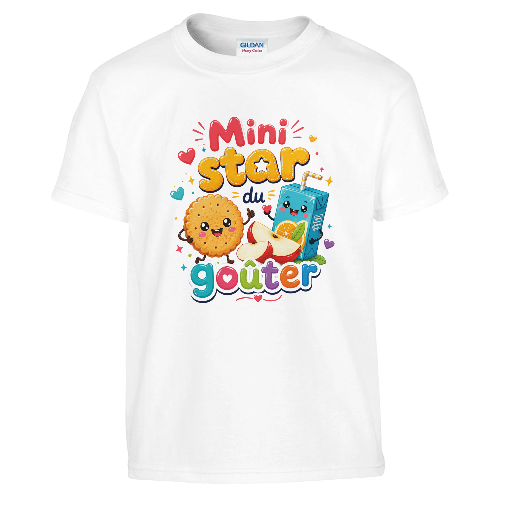 T-shirt enfant blanc à manches courtes avec imprimé « Mini Star du goûter »