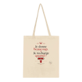 Tote bag en toile blanc cassé à poignées, motif rouge centré