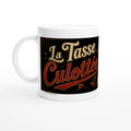 Mug blanc « La Tasse Culottée » noir et rouge, marquage plein centre, anse