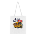 Tote bag blanc en toile avec anses, impression bus scolaire et enfants