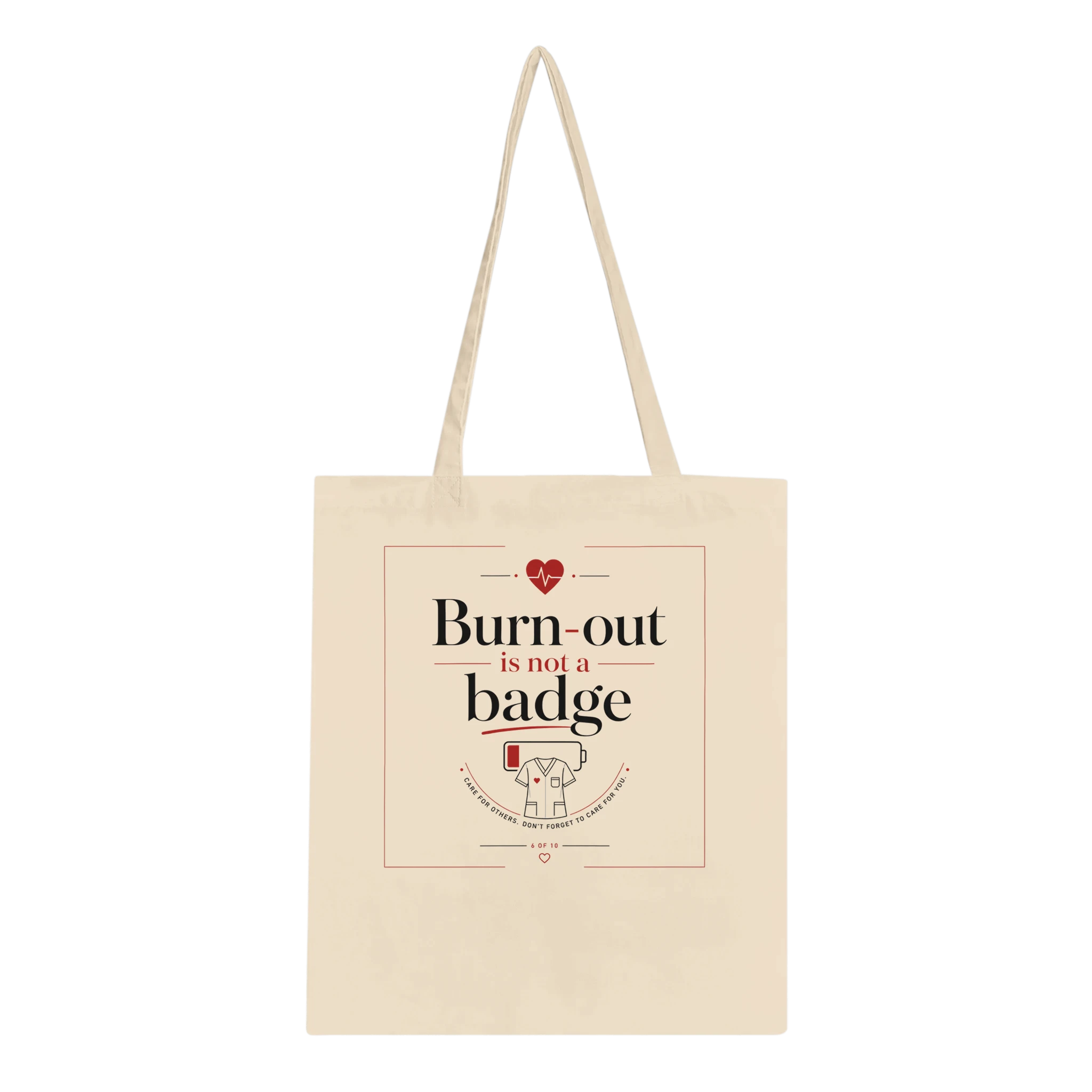 Sac tote en toile naturelle, anses longues, logo imprimé au centre