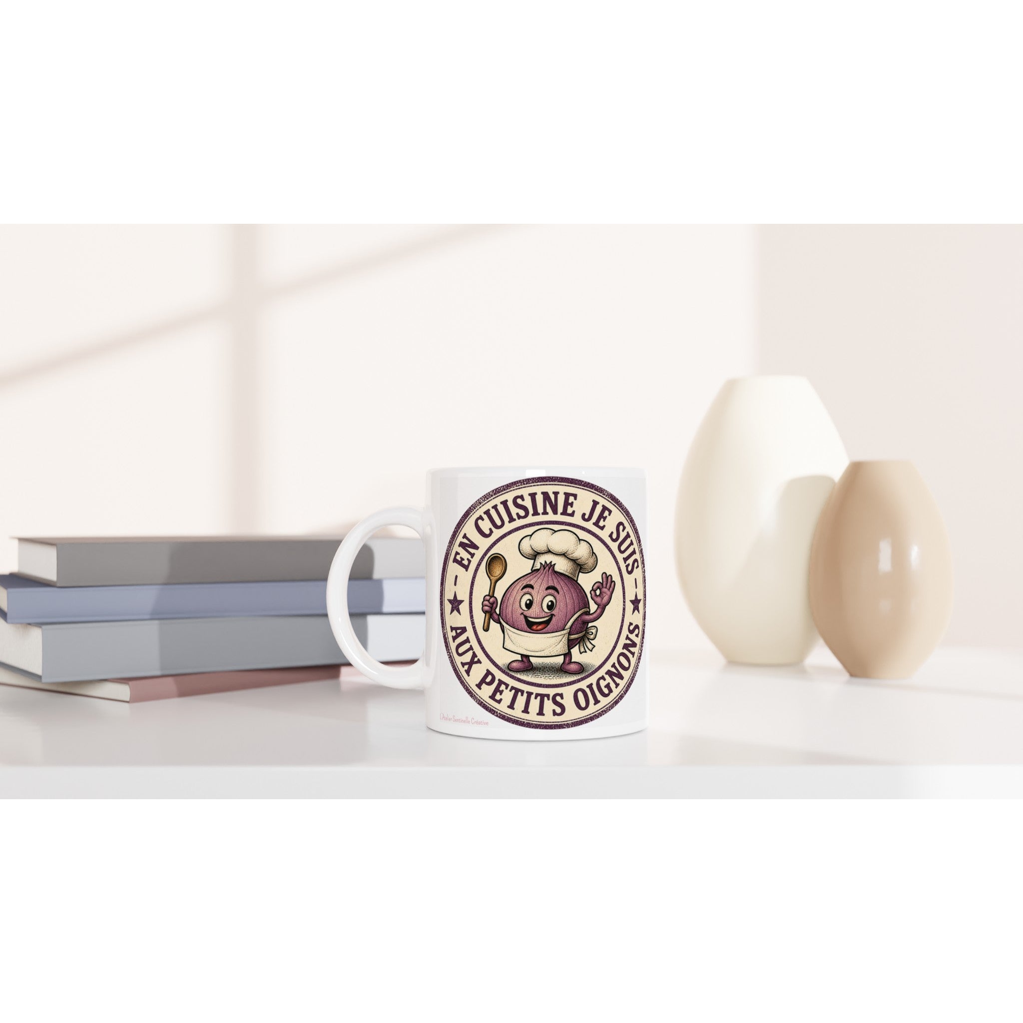 Mug blanc en céramique, logo « En cuisine je suis »