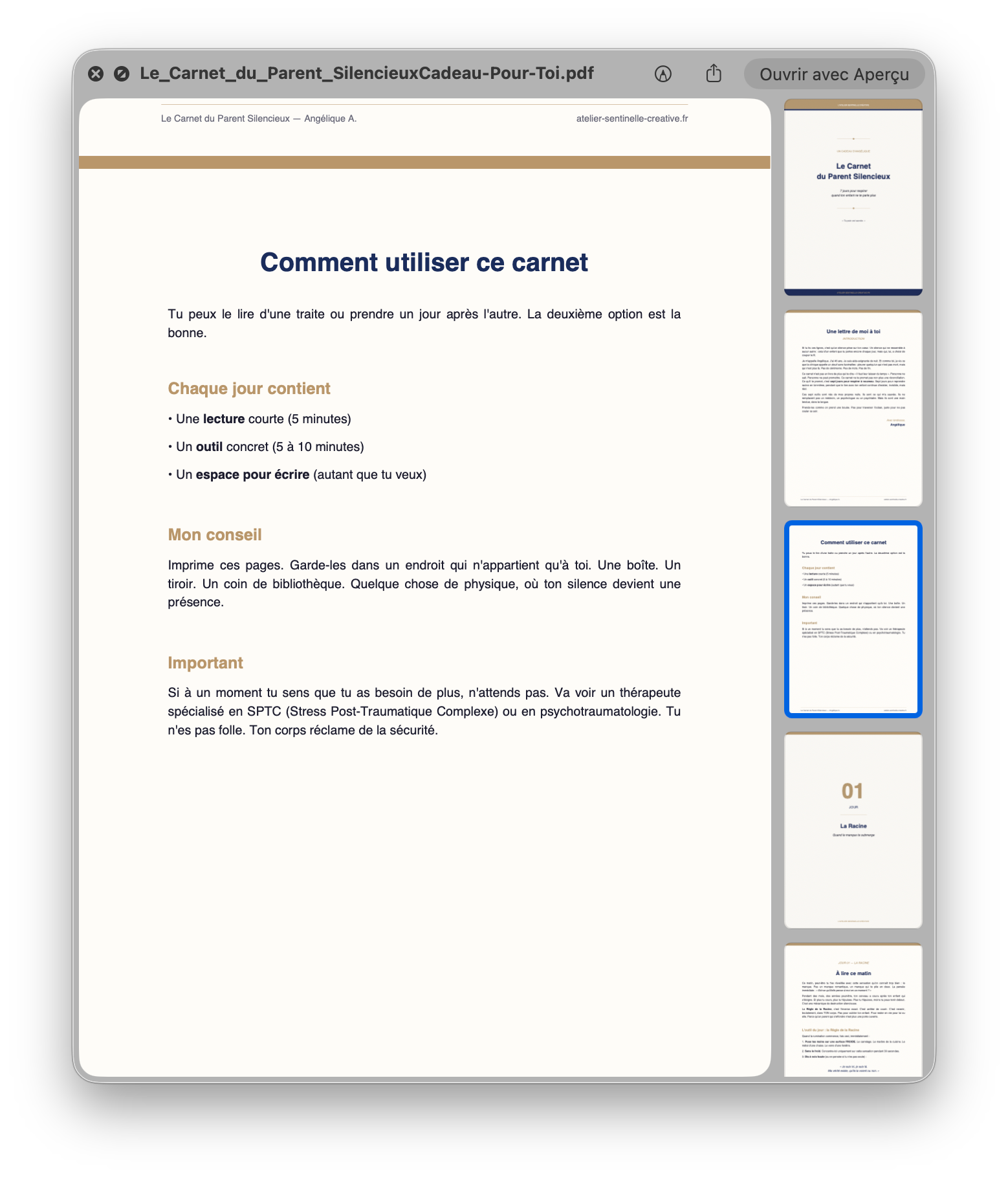 Le Carnet du Parent Silencieux — 7 jours pour respirer à nouveau