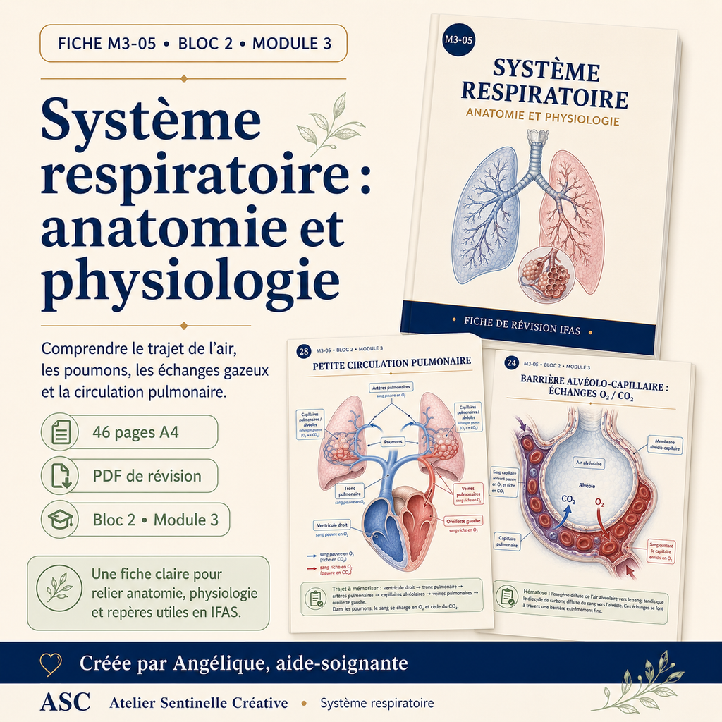 Fiche de révision sur le système respiratoire : anatomie et physiologie, 46 pages A4
