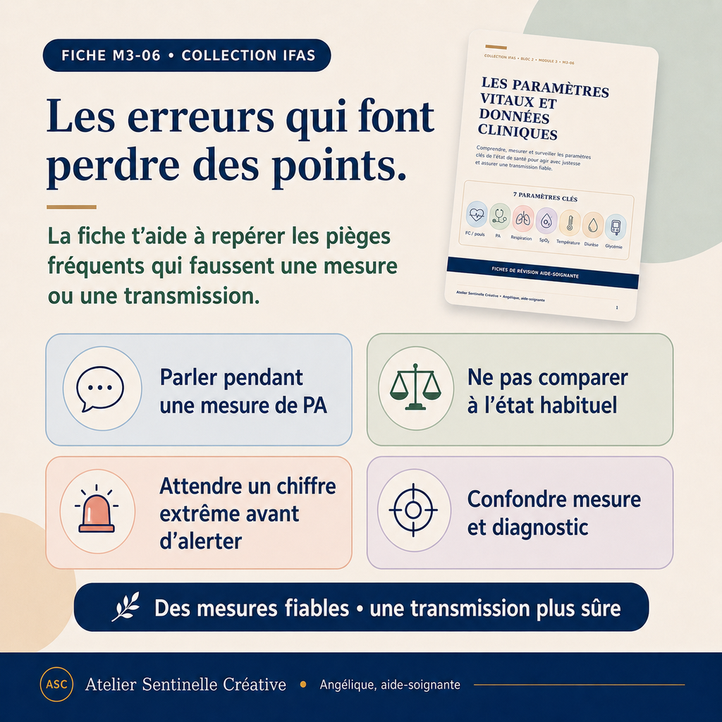 Fiche de révision IFAS sur paramètres vitaux: repérer et éviter les erreurs de mesure