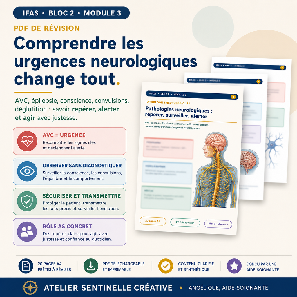 PDF de révision « urgences neurologiques » avec cartes « observer » et « alerter »