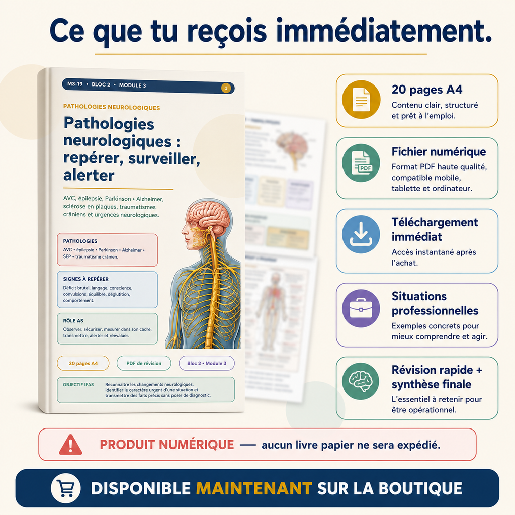 Guide numérique « Pathologies neurologiques » avec page A4 et encadrés pour repérer