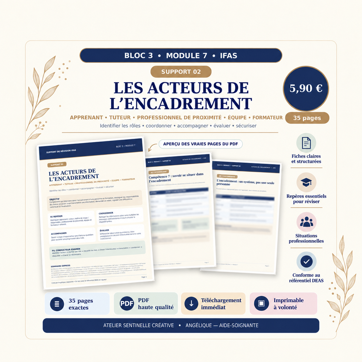 Support IFAS « Les acteurs de l’encadrement » : PDF numérique, 35 pages, téléchargement.
