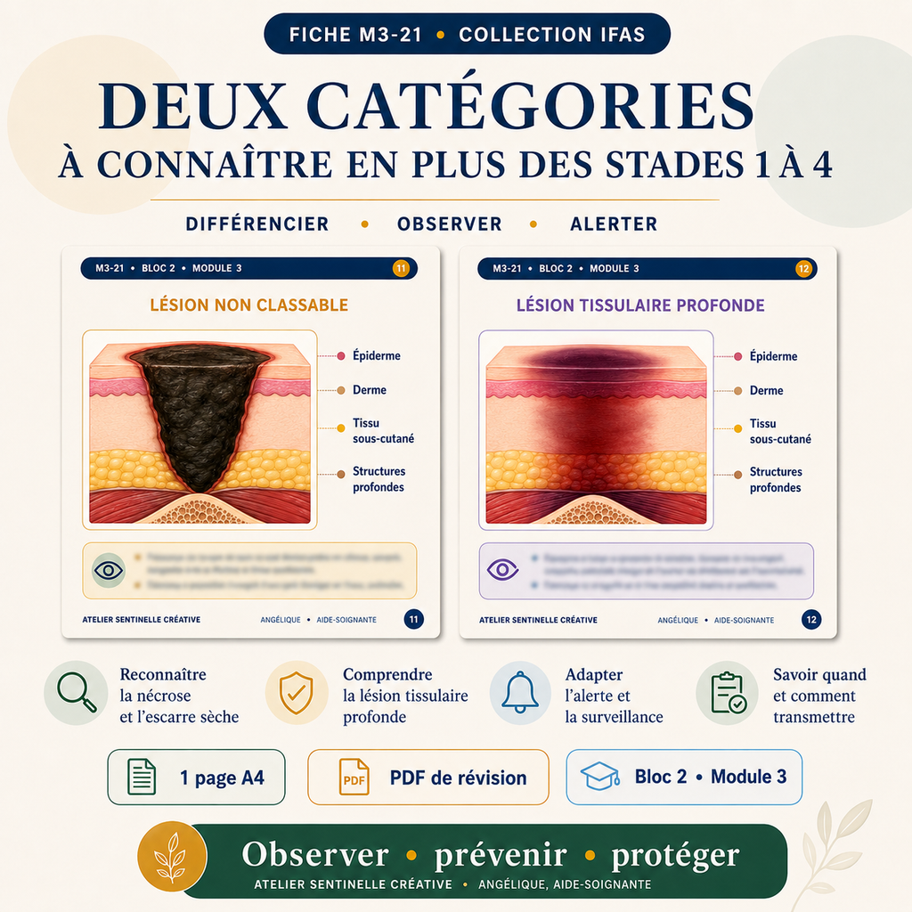 Livret « Deux catégories à connaître » avec coupes de lésions cutanées en illustrations.
