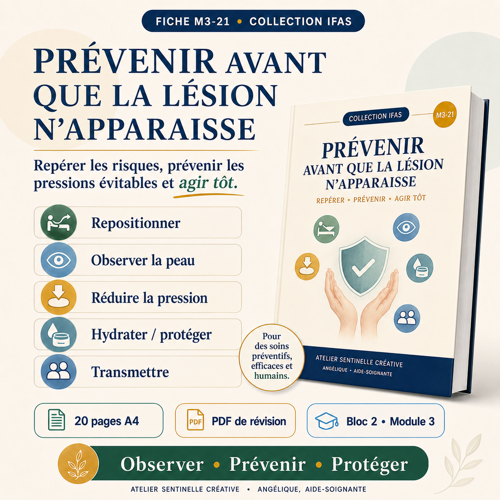 Livret « Prévenir avant que la lésion n’apparaisse » avec étapes en pictogrammes.