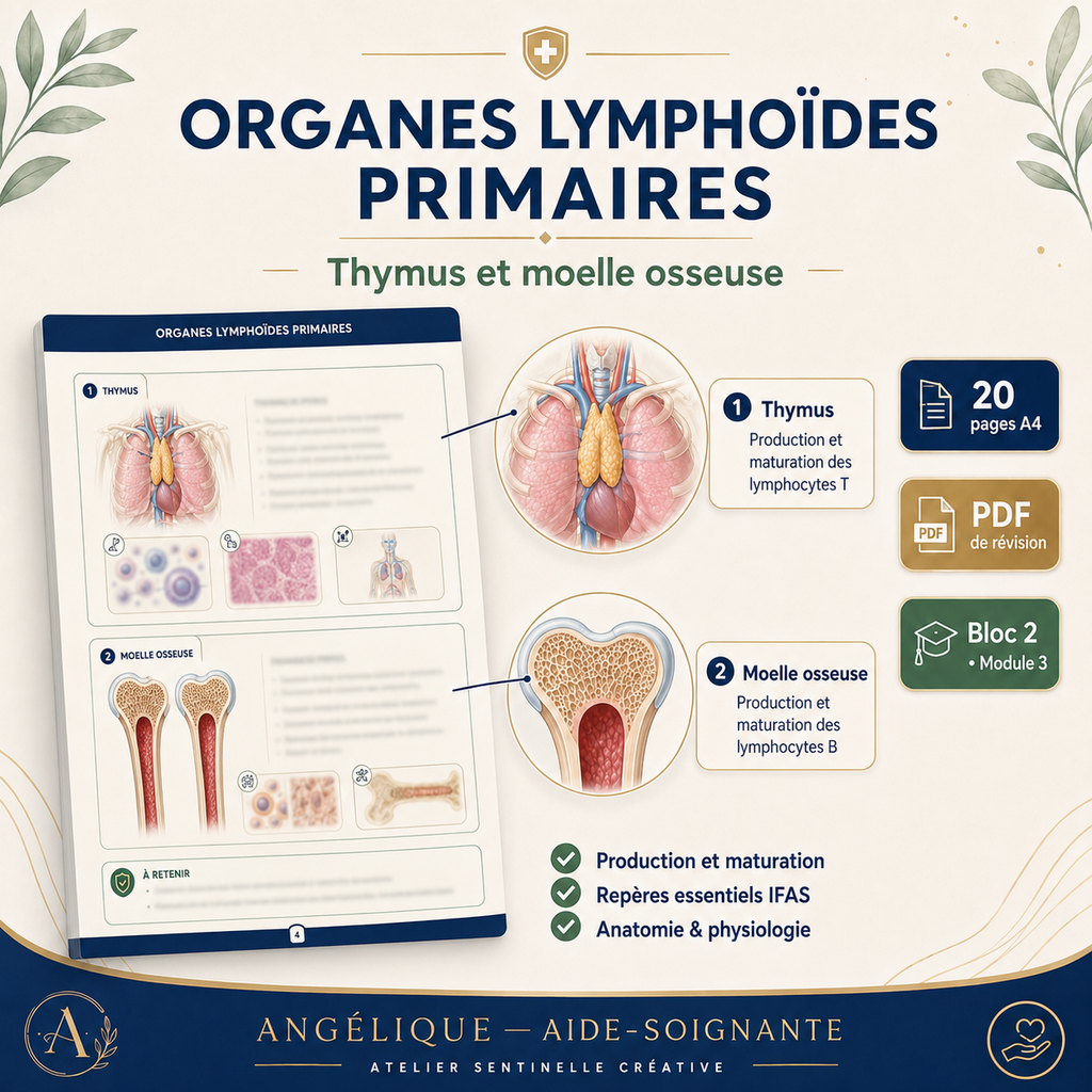Livre « Organes lymphoïdes primaires » : thymus et moelle osseuse, schémas légendés