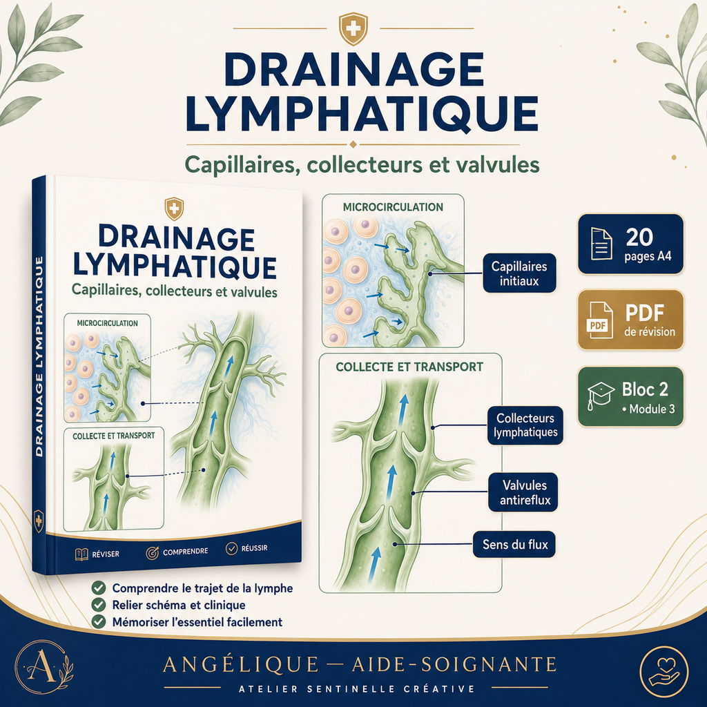 Livre « Drainage lymphatique » : capillaires, collecteurs et valvules, pages avec schéma