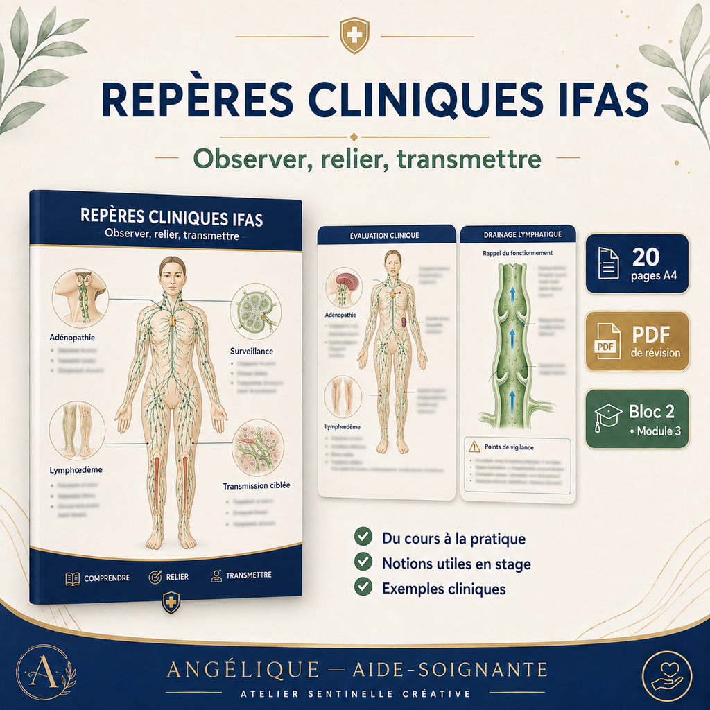 Livre « Repères cliniques IFAS » ouvert : adénopathie, surveillance et drainage lymphatique