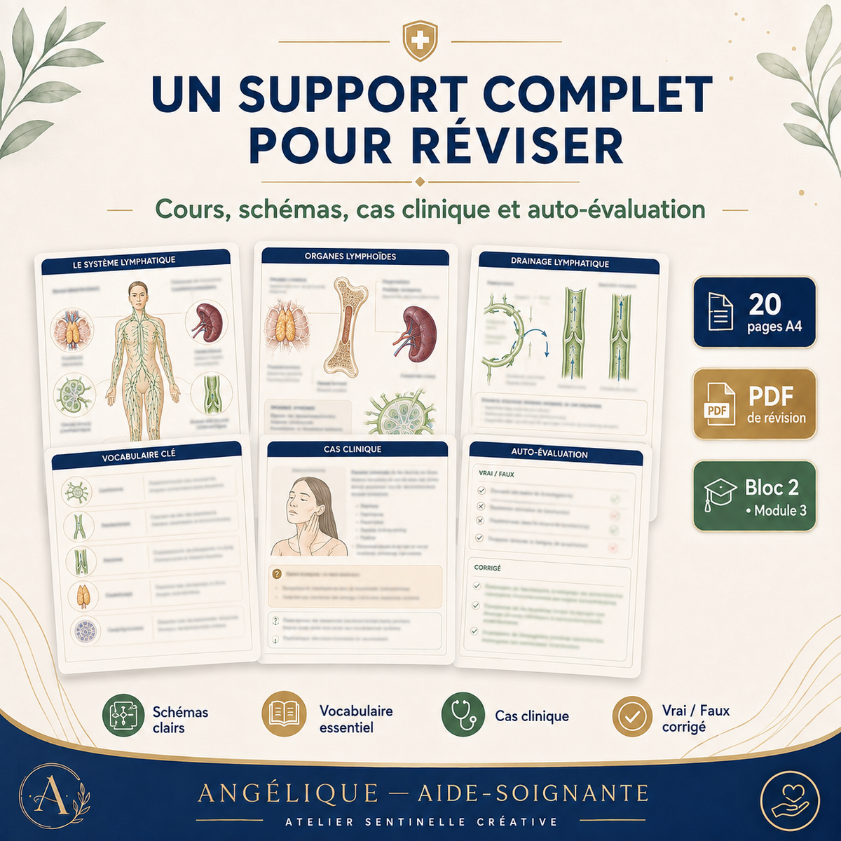 Livre « Un support complet pour réviser » ouvert : cours, schémas, cas clinique et auto-évaluation