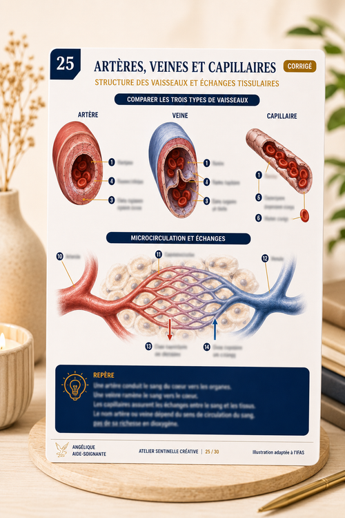 Carte anatomie IFAS — Artères, Veines et Capillaires