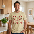 T-shirt couleur sable à imprimé « AMOR » avec cœurs et zèbres