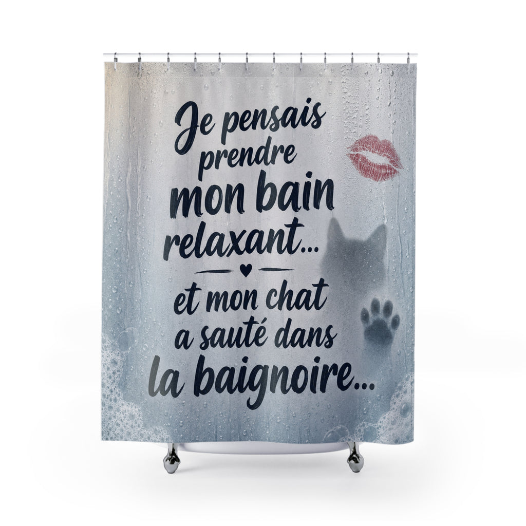 Rideau de Douche Humour Chat — Cadeau Original Cat Lover