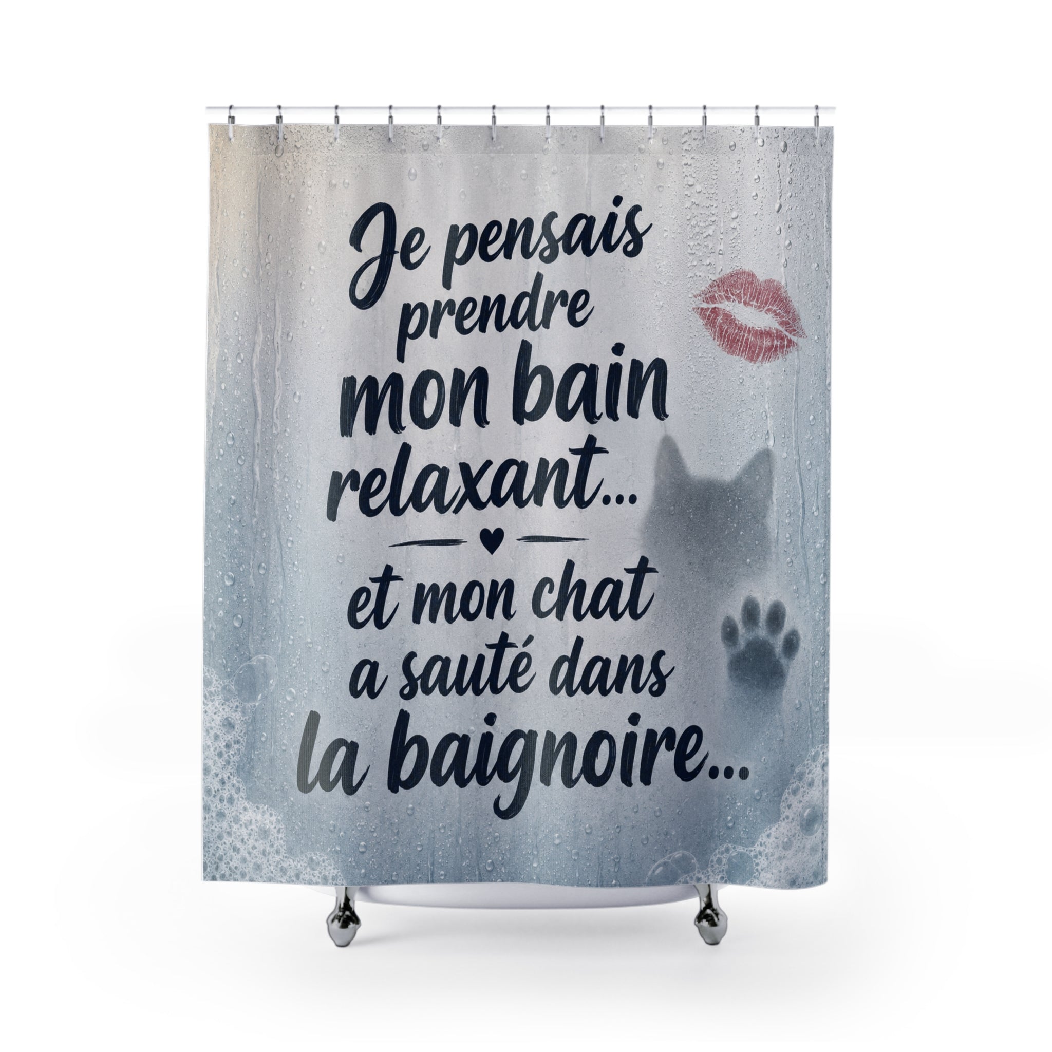 Rideau de Douche Humour Chat — Cadeau Original Cat Lover