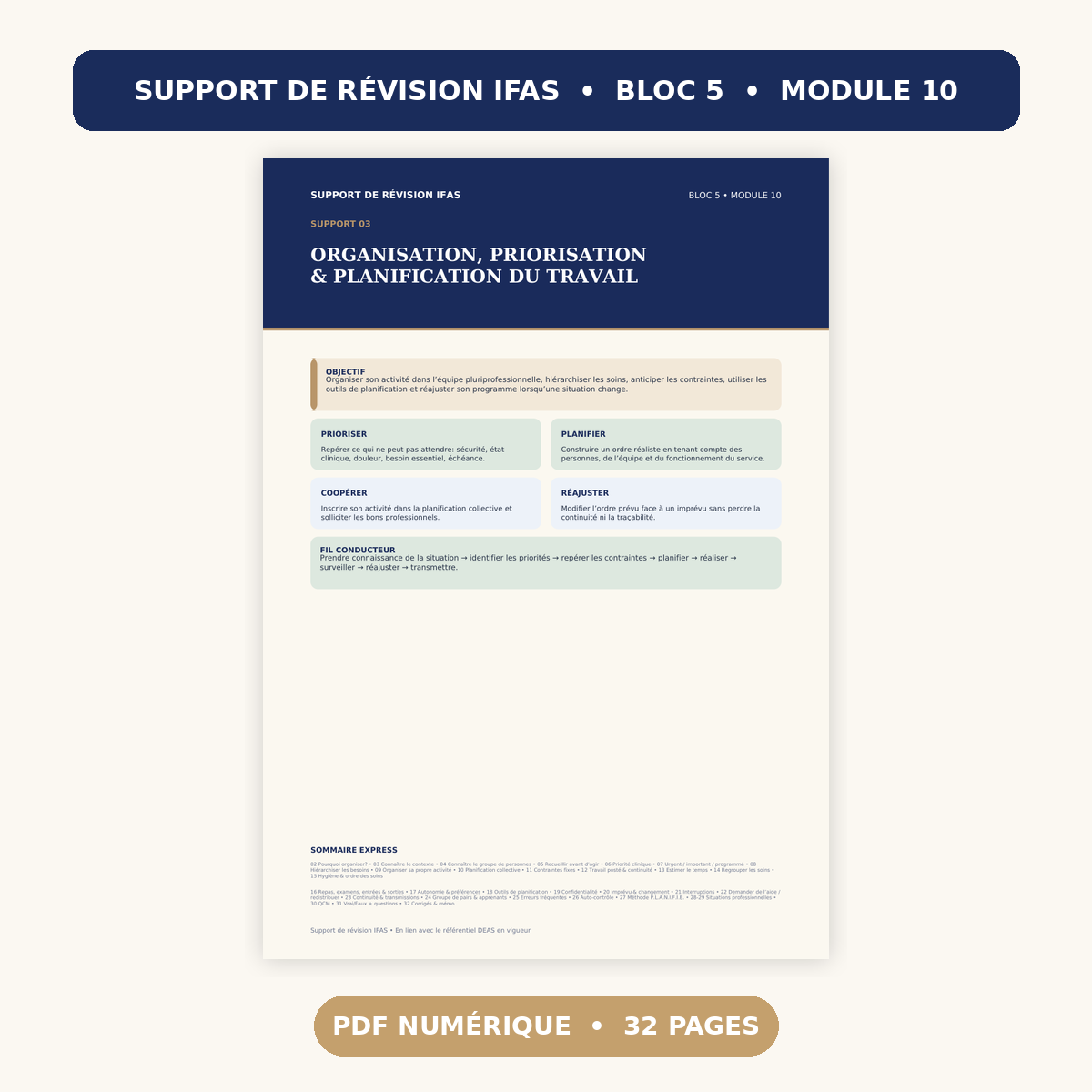 Support de révision IFAS : organisation et priorisation du travail, PDF numérique