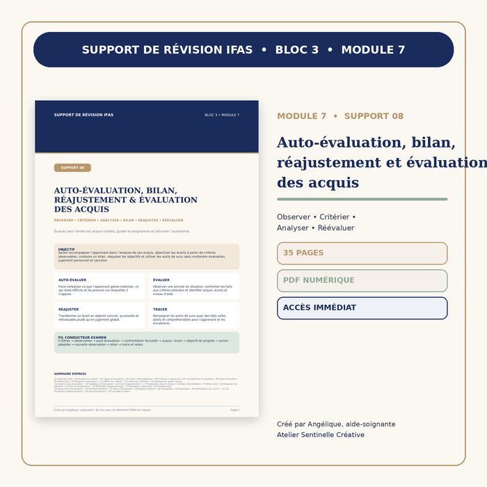 M7-08 — Auto-évaluation, bilan, réajustement et évaluation des acquis