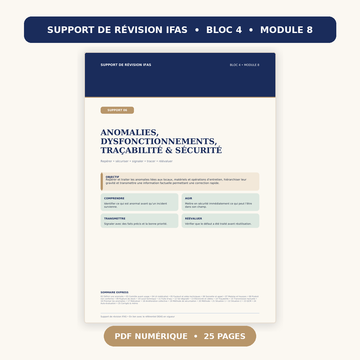 Support de révision IFAS, bloc 4, module 8, PDF numérique 25 pages, couverture