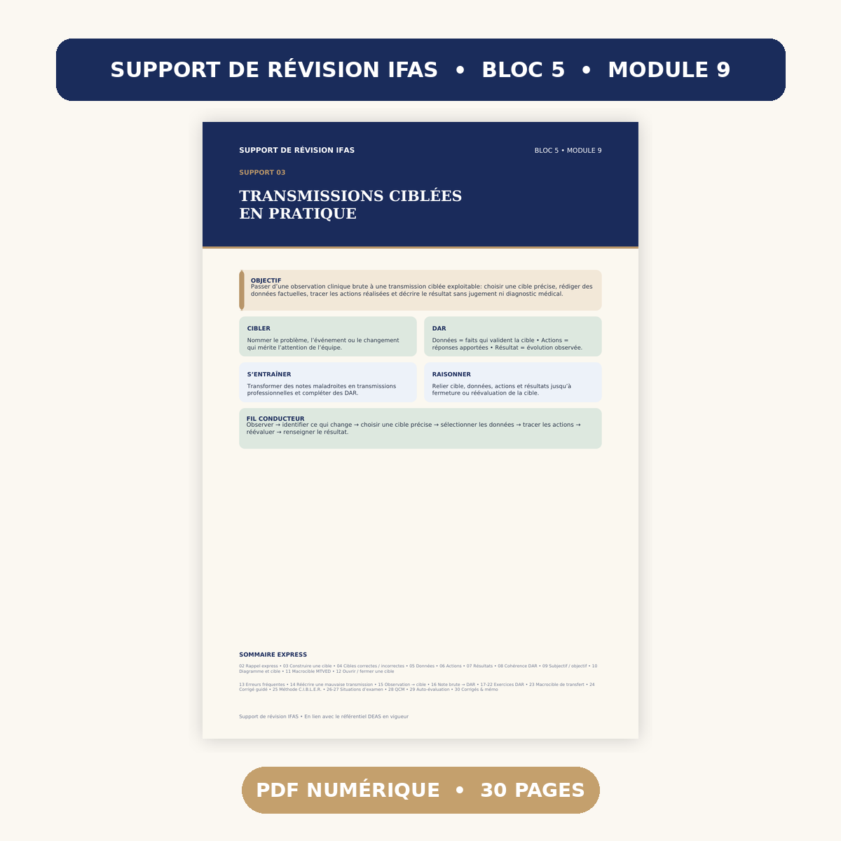 Support de révision IFAS « Transmissions ciblées en pratique » (PDF, 30 pages)