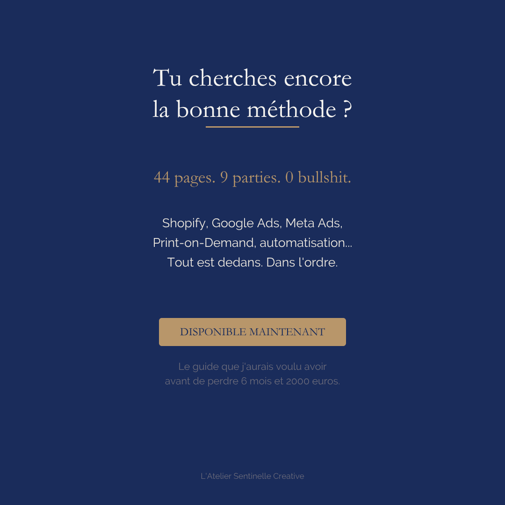 Guide complet e-commerce 2026 – Shopify, Google, Meta & POD sans bullshit
