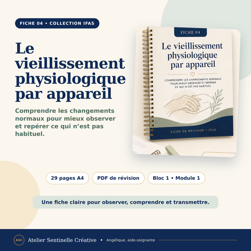 Fiche de révision IFAS, couverture bleue « Le vieillissement physiologique par appareil »