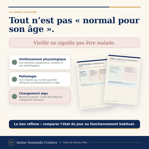 Fiche de révision IFAS avec mini-guides, pages ouvertes et pictogrammes colorés