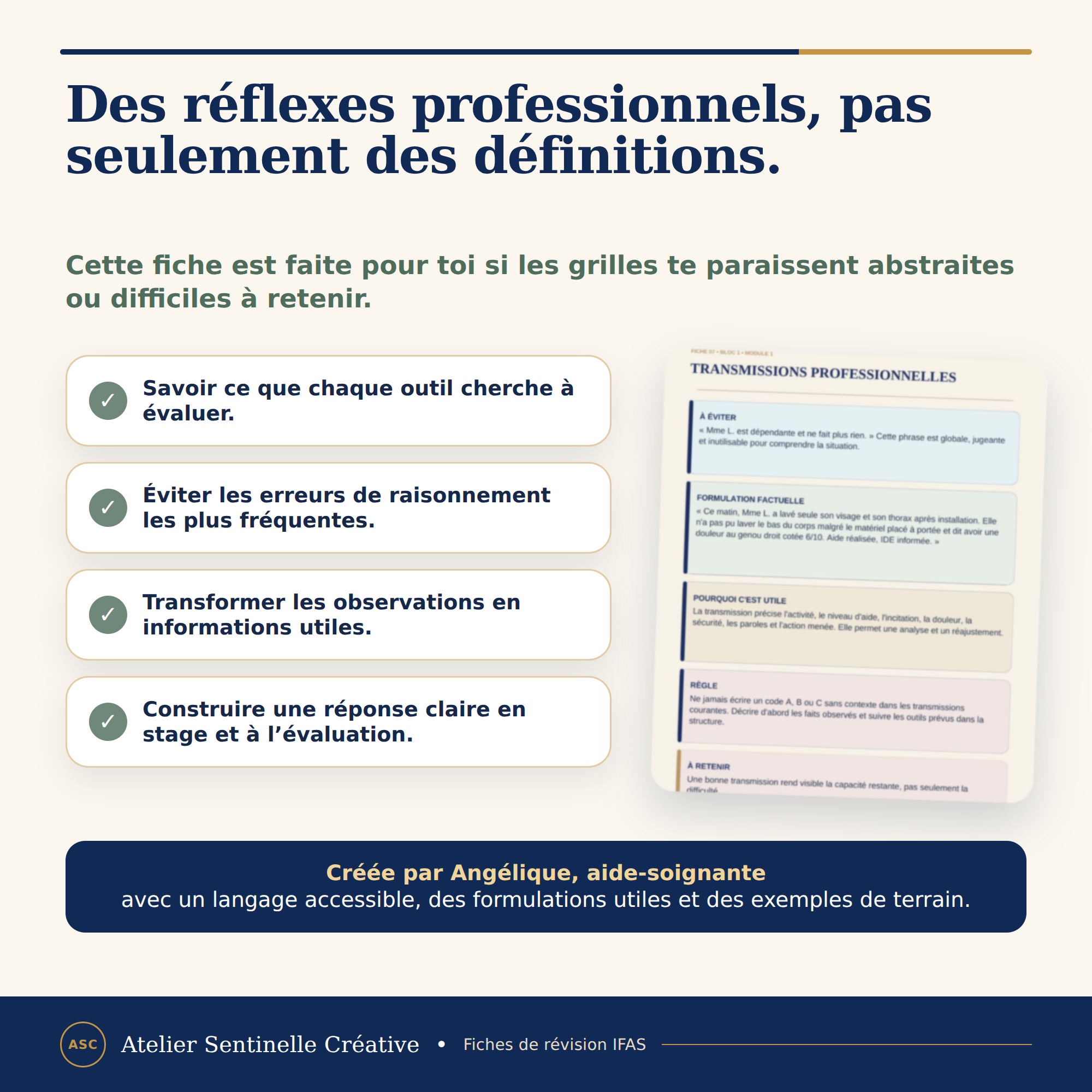 Fiche de révision IFAS : savoir évaluer, éviter erreurs, transformer observations, répondre.