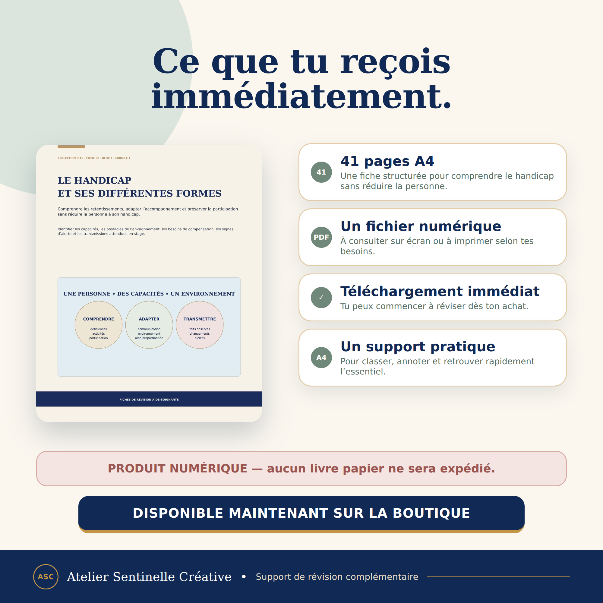Fiche de révision IFAS numérique : téléchargement immédiat et support pratique, aperçu produit.