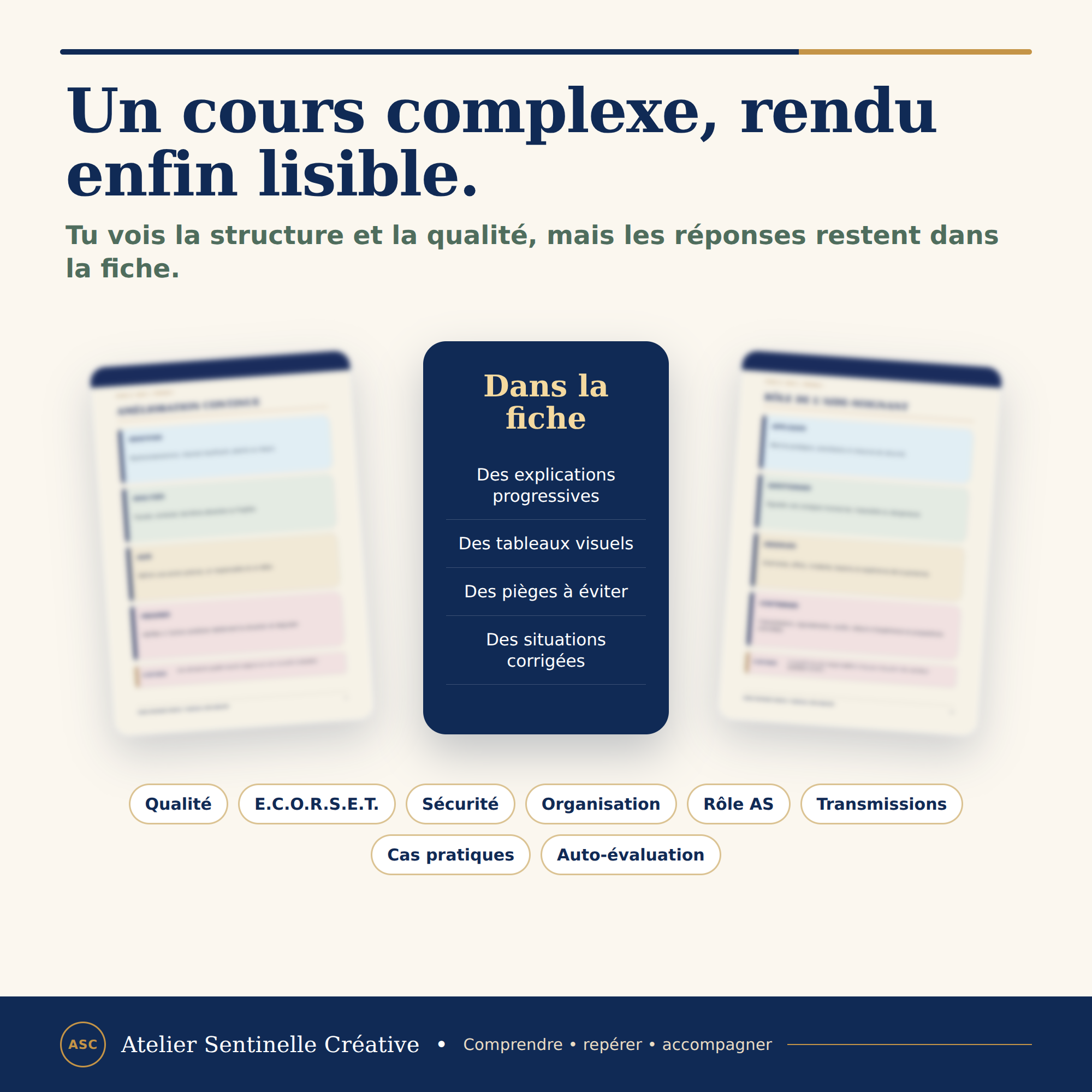 Fiche de révision : cours lisible avec catégories Qualité, E.C.O.R.S.E.T., Sécurité, Organisation.