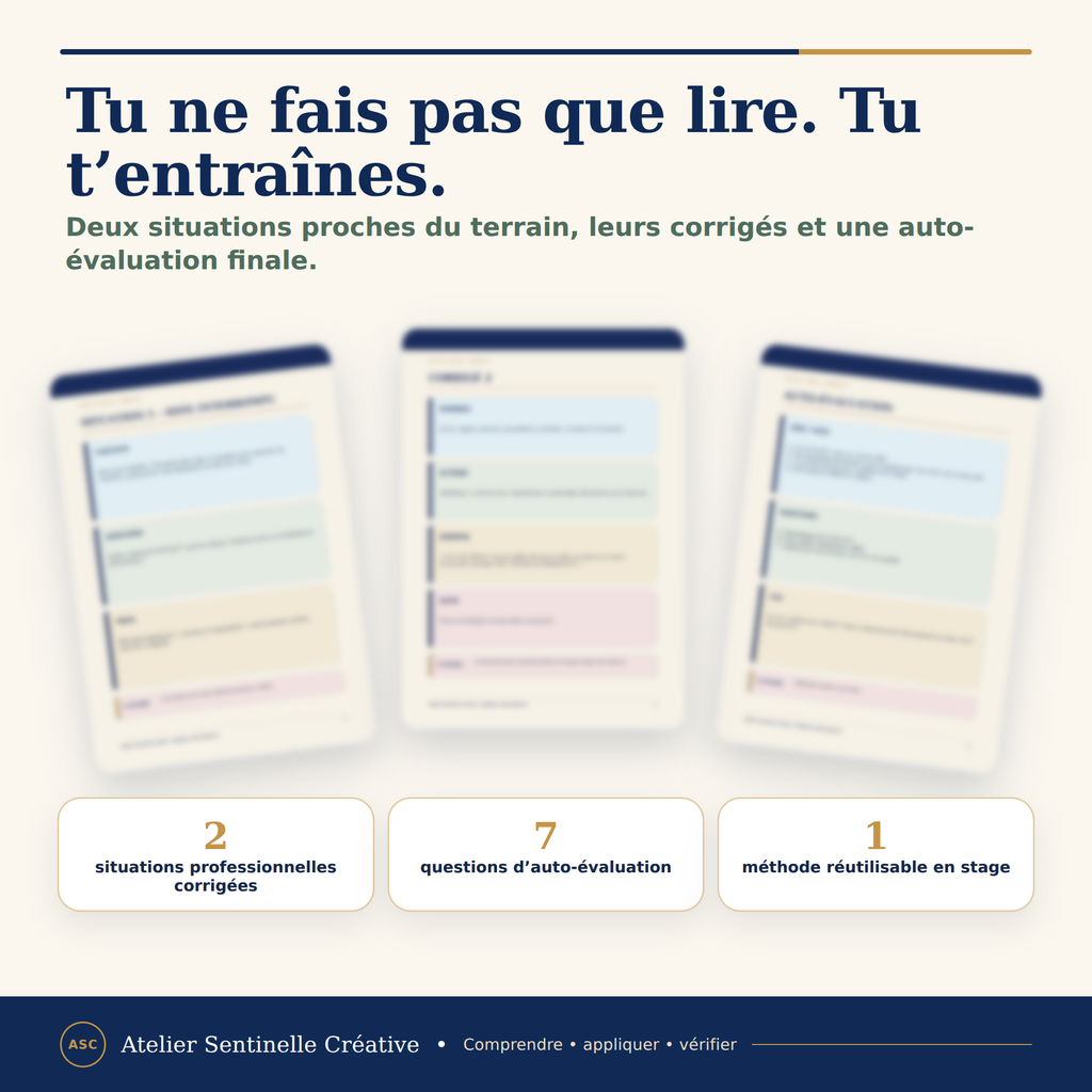 Fiche de révision : situations professionnelles corrigées, questions d’auto-évaluation, stage.