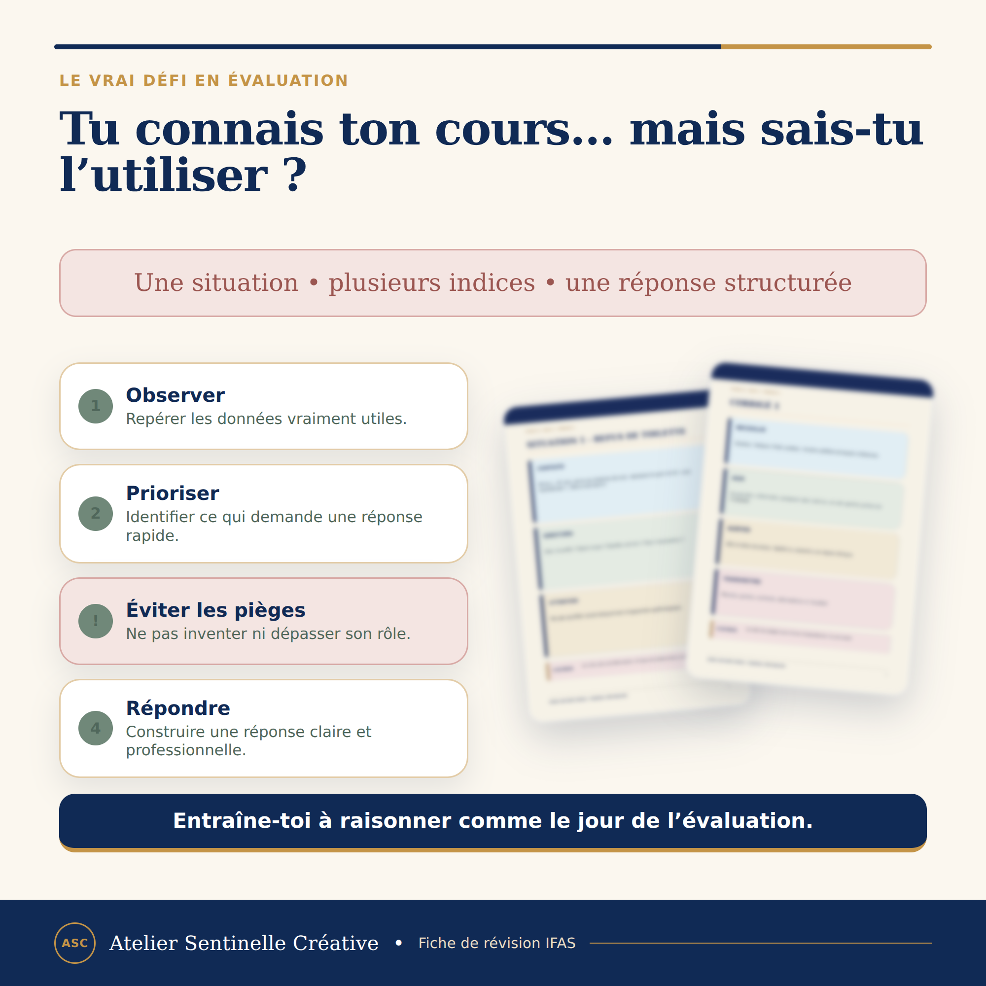 Fiche IFAS : étapes d’évaluation, Observer, Prioriser, Répondre et éviter les pièges