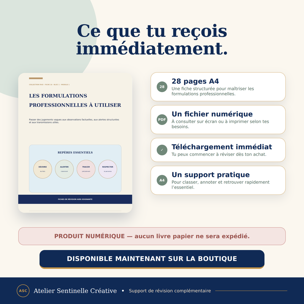 Fiche de révision IFAS : aperçus, 28 pages A4, téléchargement immédiat et fichier numérique