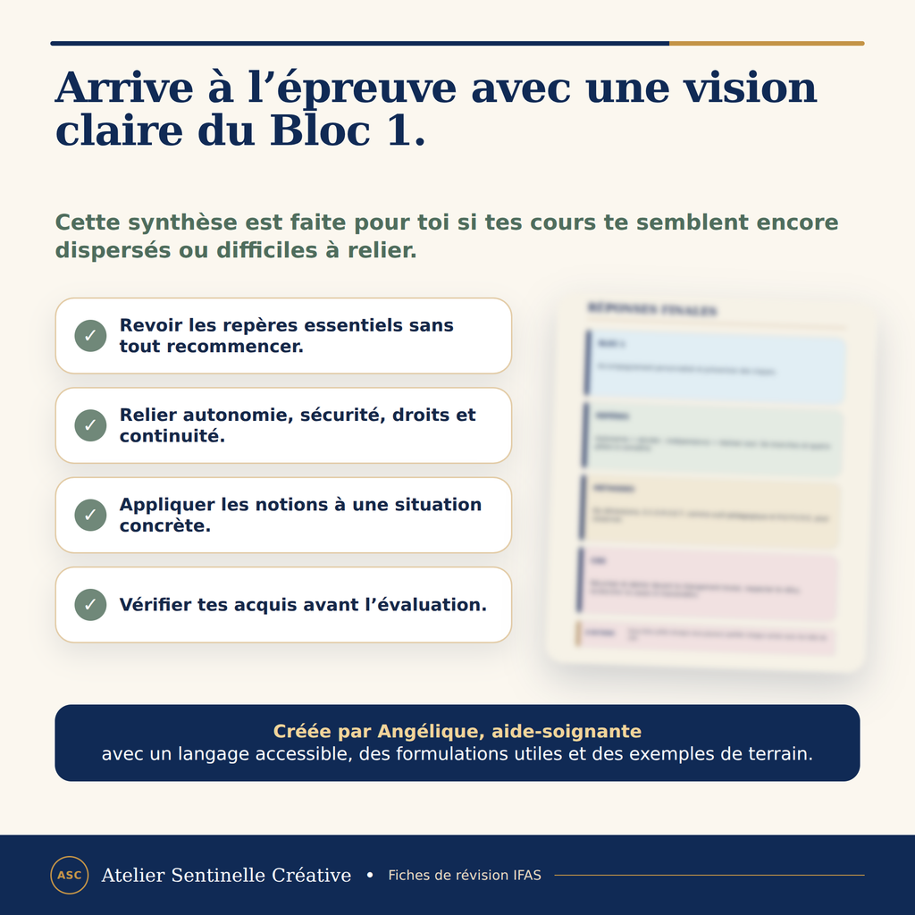 Fiche de révision IFAS 18 : étapes pour relier les notions du Bloc 1, avec méthode claire