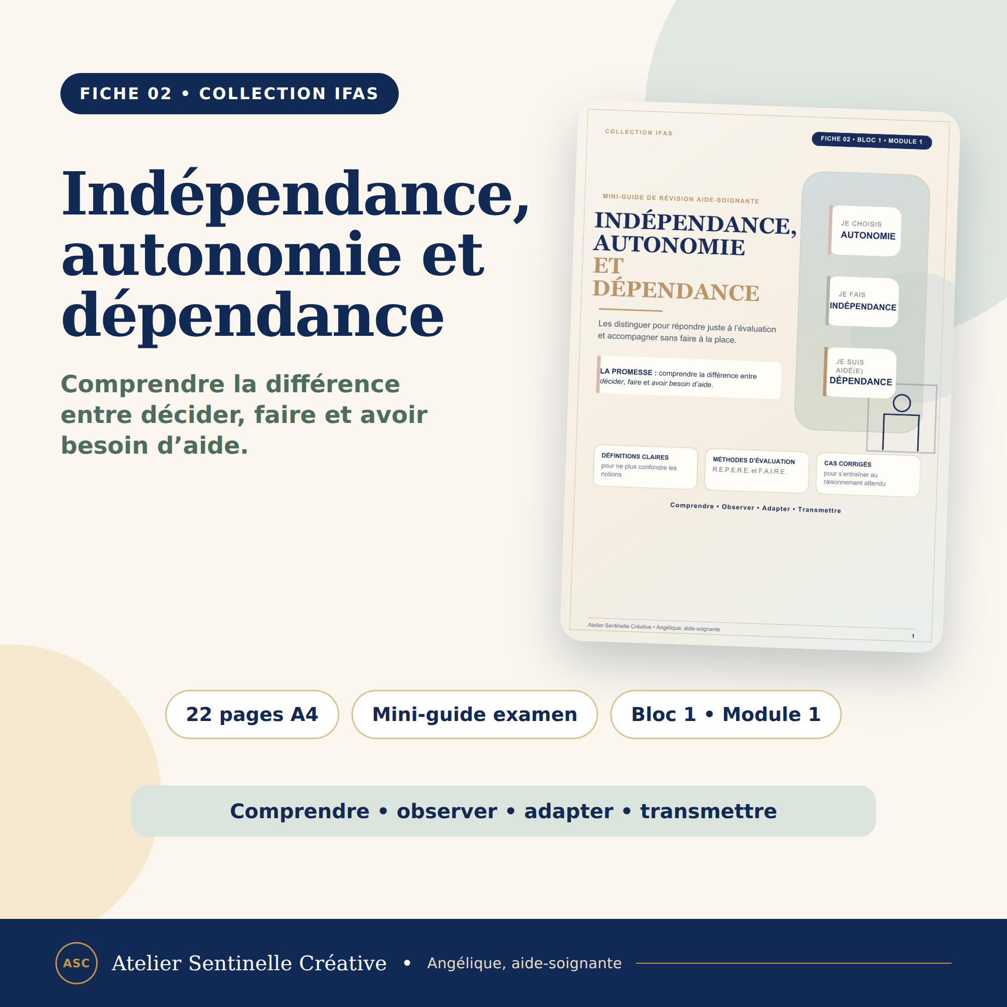 Fiche de révision IFAS « Indépendance, autonomie et dépendance » en version numérique