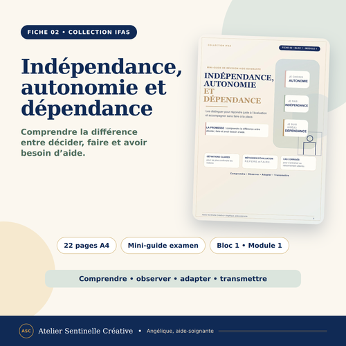 Fiche de révision IFAS « Indépendance, autonomie et dépendance » en version numérique
