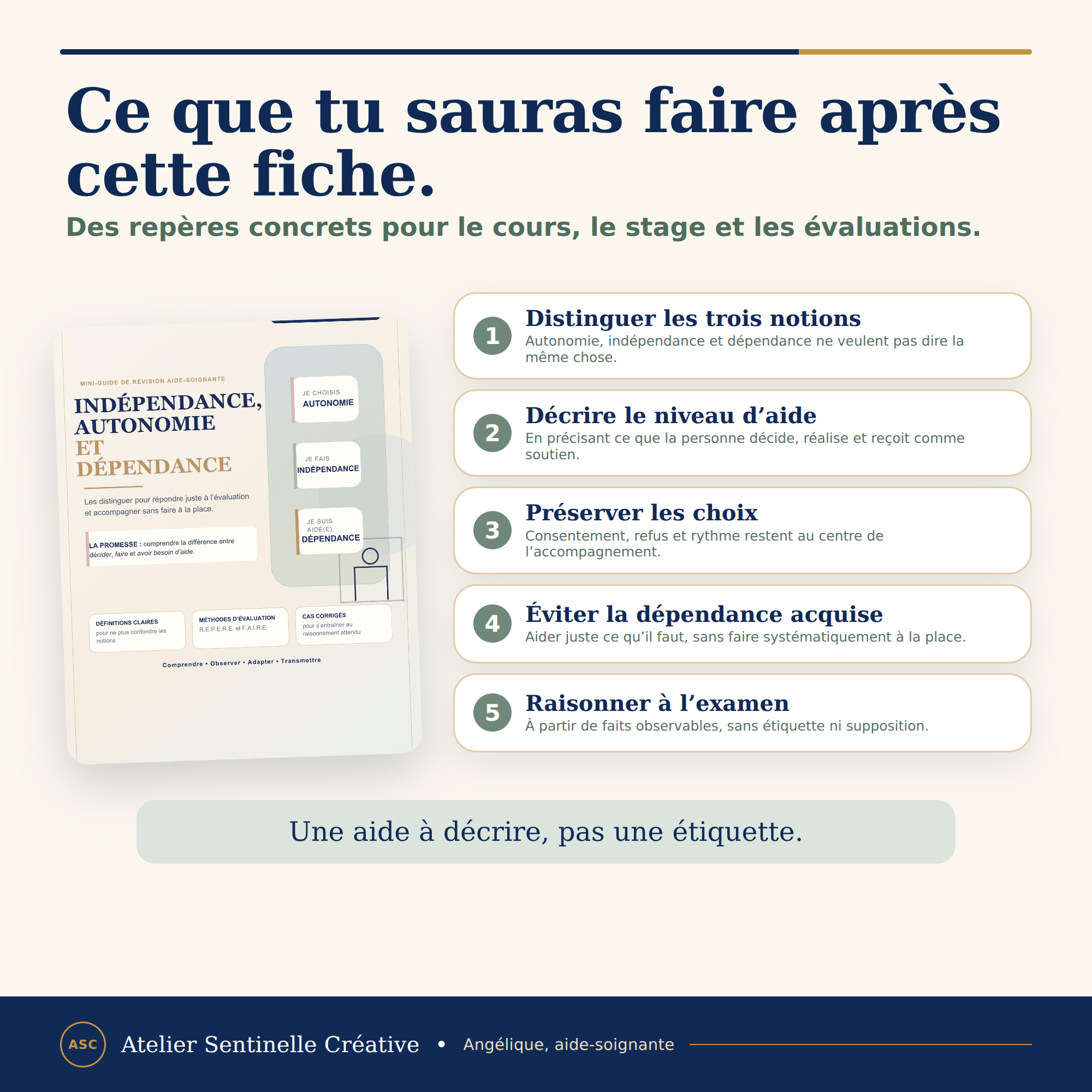 Fiche IFAS « Ce que tu sauras faire après cette fiche » liste de compétences