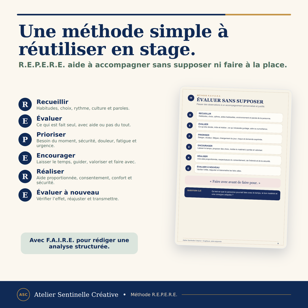 Fiche IFAS « Une méthode simple à réutiliser en stage » avec étapes R.E.P.E.R.E.