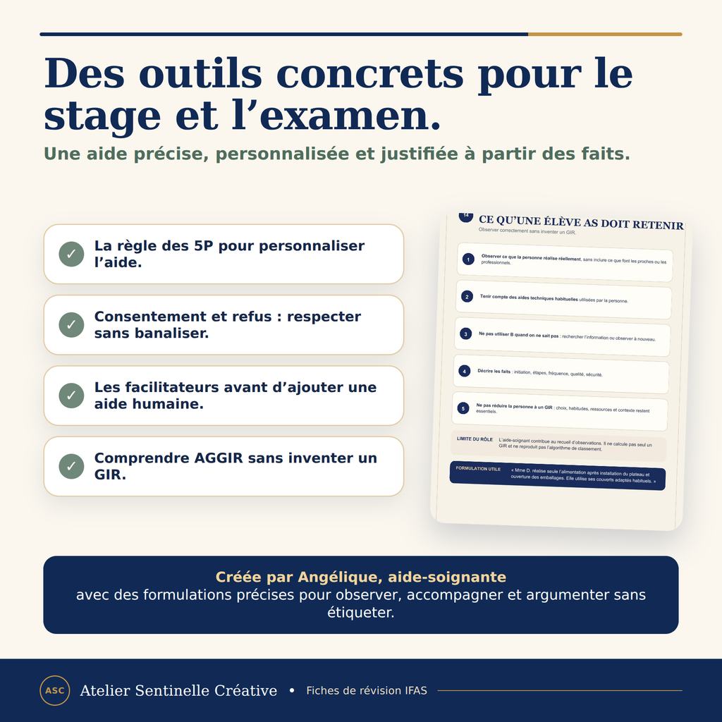 Fiche IFAS « Des outils concrets pour le stage et l’examen » avec check-list