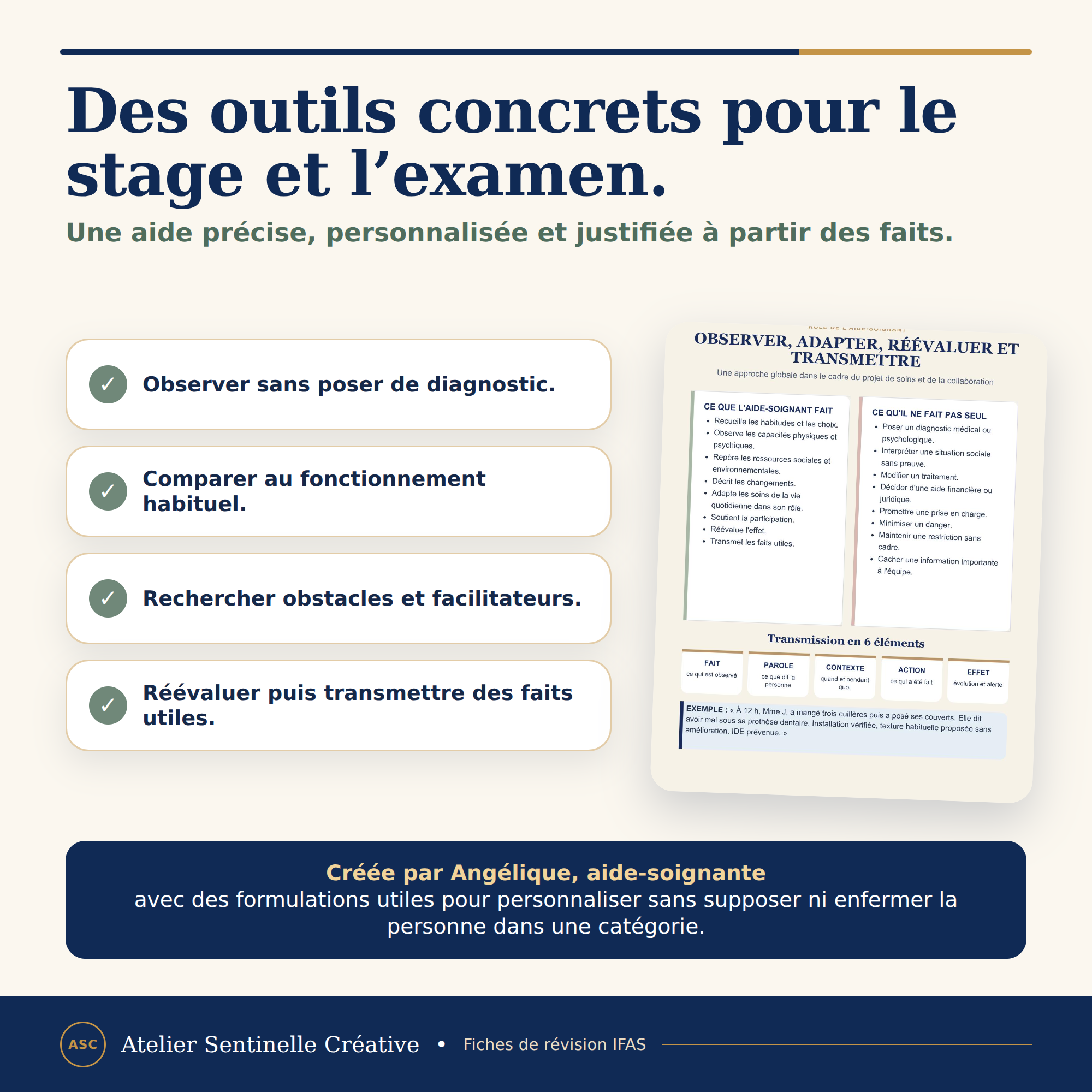 Fiche de révision IFAS avec outils concrets : observer, comparer, rechercher et transmettre