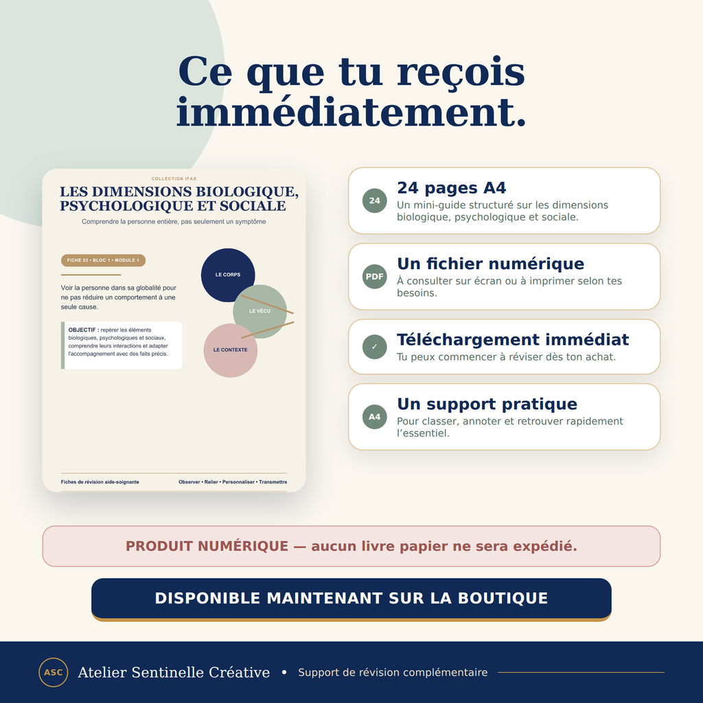 Fiche numérique IFAS « dimensions biologique, psychologique et sociale » avec téléchargement