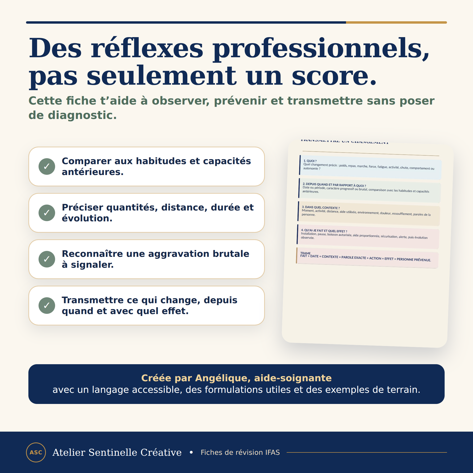 Fiche de révision IFAS « Des réflexes professionnels » avec 4 repères