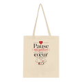 Tote bag naturel avec inscription « Pause obligatoire » et cœur infirmier rouge